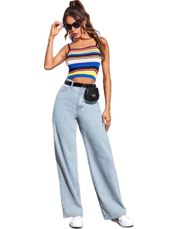 KOTTY Women’s High Waist Denim Jeans | Straight, Relaxed & Wide Leg Fit | Light Blue, Dark Blue & Black | Casual Regular Length Fashion Wear - Image 5