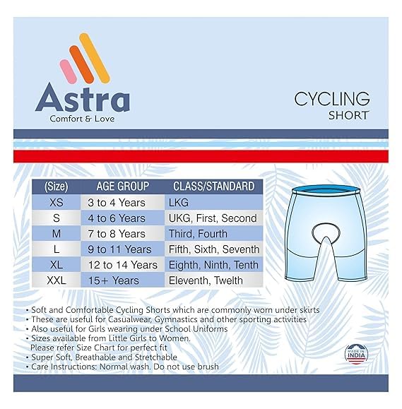 ASTRA Black Cotton Cycling Shorts for Girls, Women & Kids, Soft Stretchable Waistband Shorts for Yoga, Jogging, School Wear & Under Dress Use, Pack of 1 - Image 2