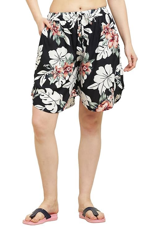 Women's Loose Fit Rayon Culotte Shorts - Above Knee Length, Lightweight Summer Casual Wear, Elastic Waistband with Adjustable Drawstring, Comfortable Shorts, Trendy Everyday Bottoms - Image 2