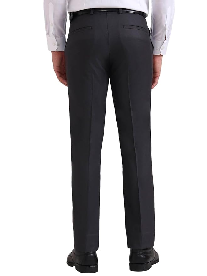 Men's Slim Fit Solid Formal Trouser, Light Grey Blended Fabric, Comfortable & Stylish Office Wear, Professional Look - Image 2