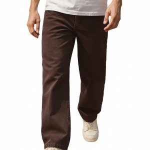 Bewakoof Men's Solid Super Baggy Fit Cotton Jeans