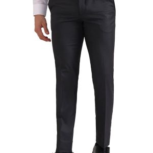 Men's Slim Fit Solid Formal Trouser, Light Grey Blended Fabric, Comfortable & Stylish Office Wear, Professional Look