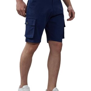 Giordano Men's Mid Rise Regular Fit Solid Knee Length Cotton 6 Pockets Cargo Shorts