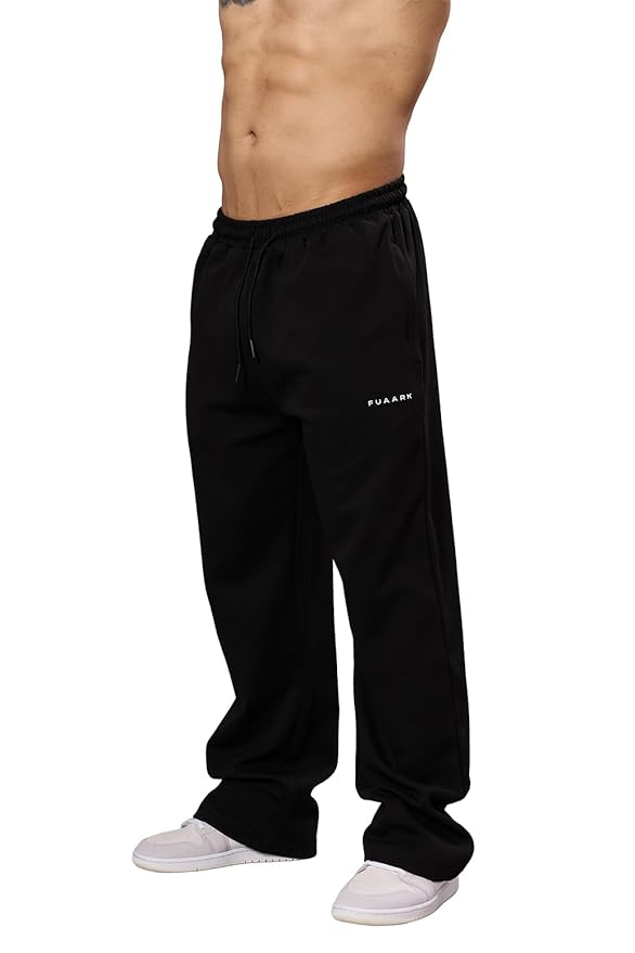 FUAARK Mens Eclipse Straight Tracks Oversized Cotton Gym & Streetwear Pants