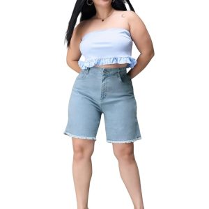 Miss Chase A+ Women's Regular High Rise Above Knee Stretchable Denim Shorts