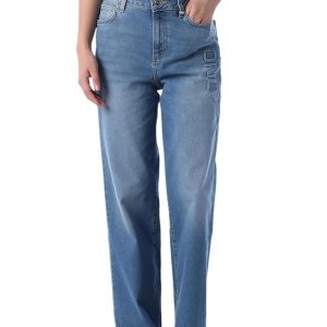 ONLY Women Typographic Straight Fit High-Rise Blue Jeans