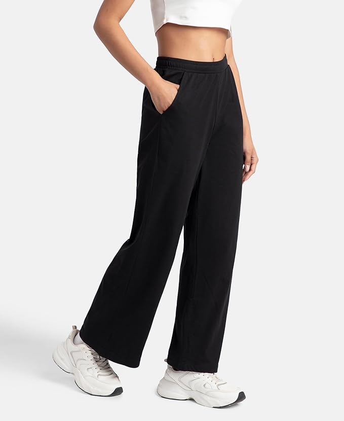 Jockey A158 Women's Super Combed Cotton Rich Straight Fit Mid Rise Wide Leg Pants - Image 2