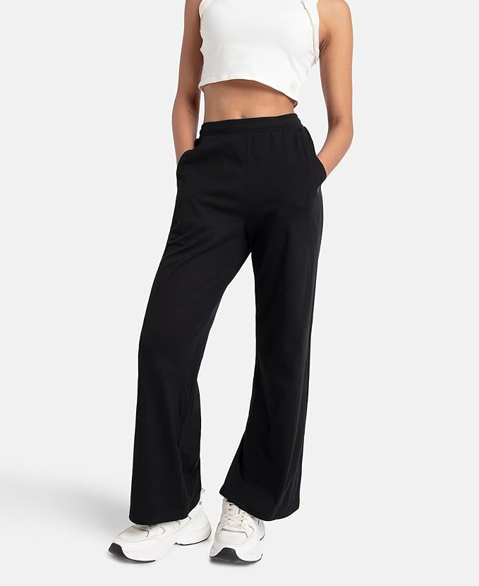 Jockey A158 Women's Super Combed Cotton Rich Straight Fit Mid Rise Wide Leg Pants - Image 4