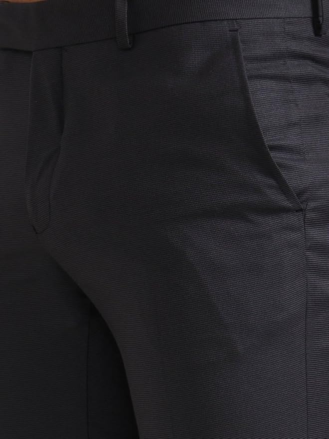 Men's Slim Fit Solid Formal Trouser, Light Grey Blended Fabric, Comfortable & Stylish Office Wear, Professional Look - Image 4