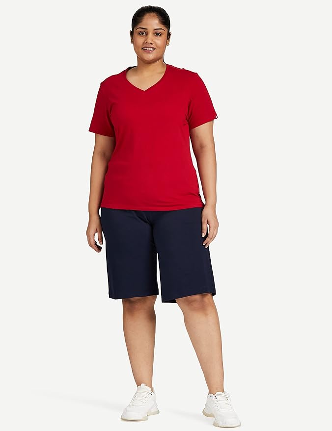 Enamor Mid Rise Knee Length Drawstring Closure City Shorts for Women - Slim Fit, Soft and Breathable Cotton - E044 - Image 2