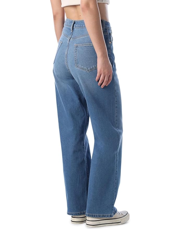 ONLY Women Typographic Straight Fit High-Rise Blue Jeans - Image 3