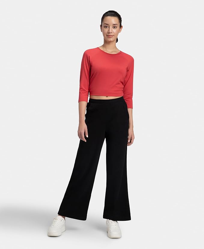 Jockey A158 Women's Super Combed Cotton Rich Straight Fit Mid Rise Wide Leg Pants - Image 6