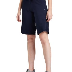 Enamor Mid Rise Knee Length Drawstring Closure City Shorts for Women - Slim Fit, Soft and Breathable Cotton - E044