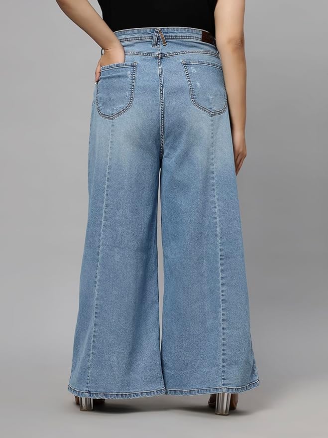 TURNING BLUE Extra Wide High Rise Stretchable Plus Size Jeans for Women - Image 6