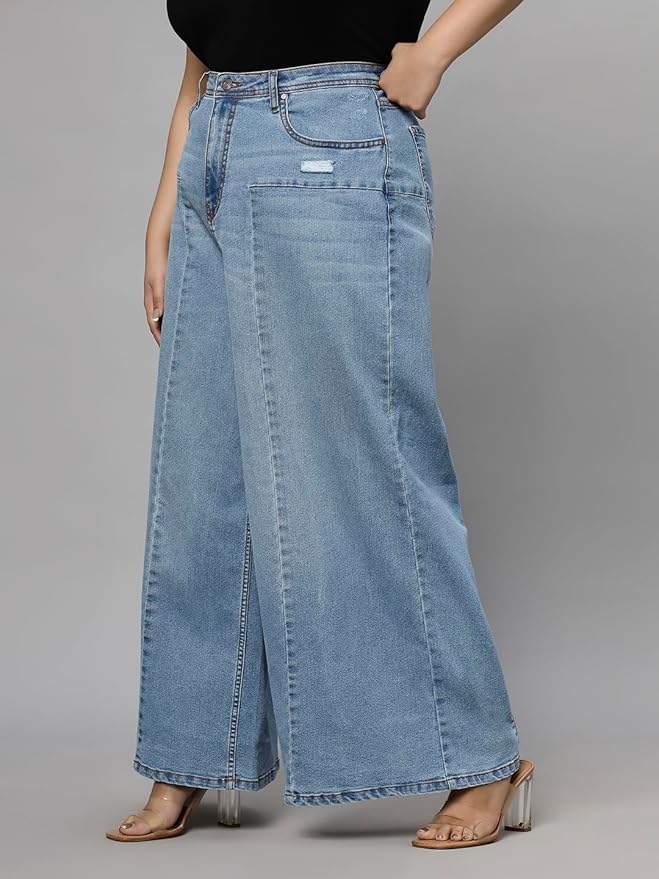 TURNING BLUE Extra Wide High Rise Stretchable Plus Size Jeans for Women - Image 3