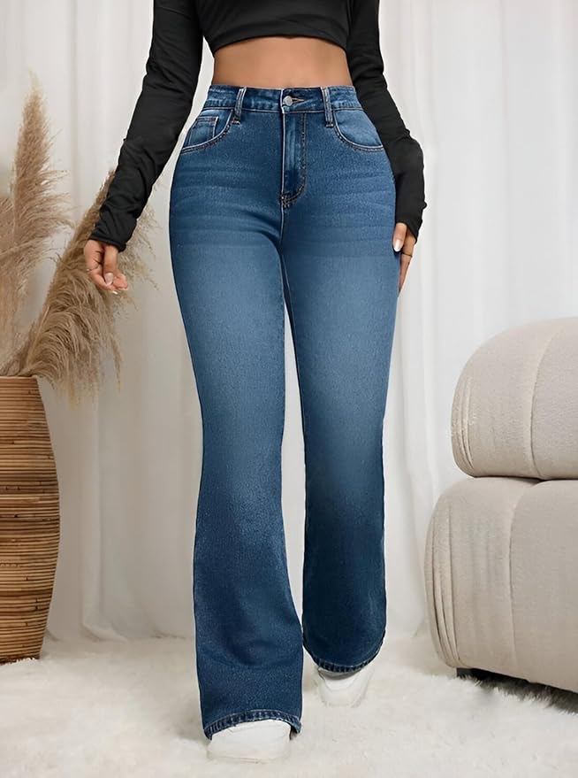 Ben Martin Women’s High Waist Jeans || Flared Bell Bottom Bootcut Pants || Wide Leg Stretch Denim – Perfect for Travel, Party & Everyday Use – Sizes 26–40 (2) - Image 3