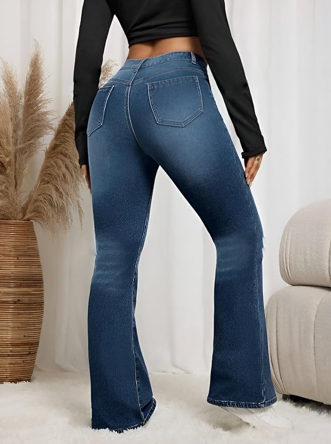 Ben Martin Women’s High Waist Jeans || Flared Bell Bottom Bootcut Pants || Wide Leg Stretch Denim – Perfect for Travel, Party & Everyday Use – Sizes 26–40 (2) - Image 4