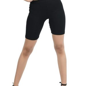 ASTRA Black Cotton Cycling Shorts for Girls, Women & Kids, Soft Stretchable Waistband Shorts for Yoga, Jogging, School Wear & Under Dress Use, Pack of 1