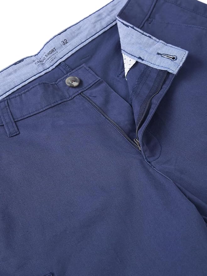 Giordano Men's Mid Rise Regular Fit Solid Knee Length Cotton 6 Pockets Cargo Shorts - Image 6