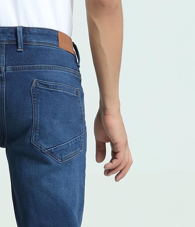 TURMS Men's Anti Stain Jeans 30 Days No Wash Anti Odor Casual Mid Rise Denim Pants | Traveler Comfort Stretchable Breathable Cotton Rich