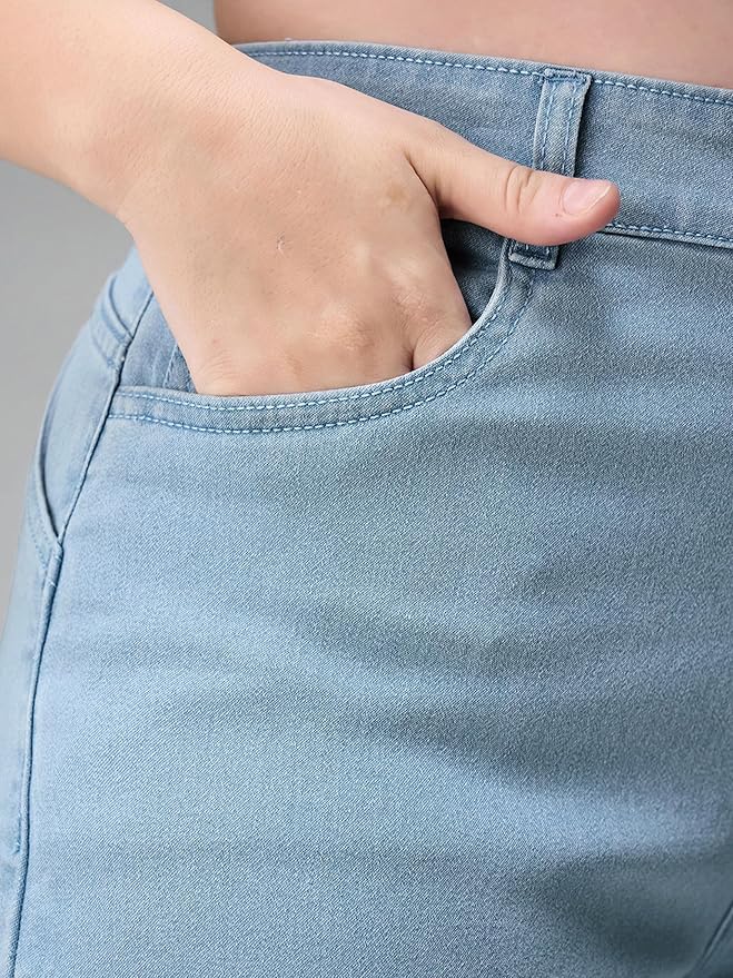 Miss Chase A+ Women's Regular High Rise Above Knee Stretchable Denim Shorts - Image 6